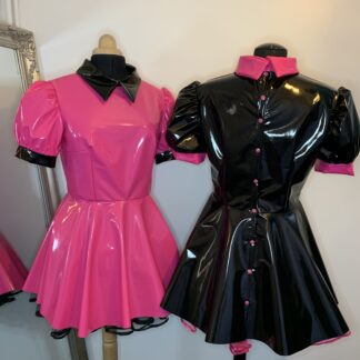 1950's Style PVC Fitted Dress with Flared Skirt