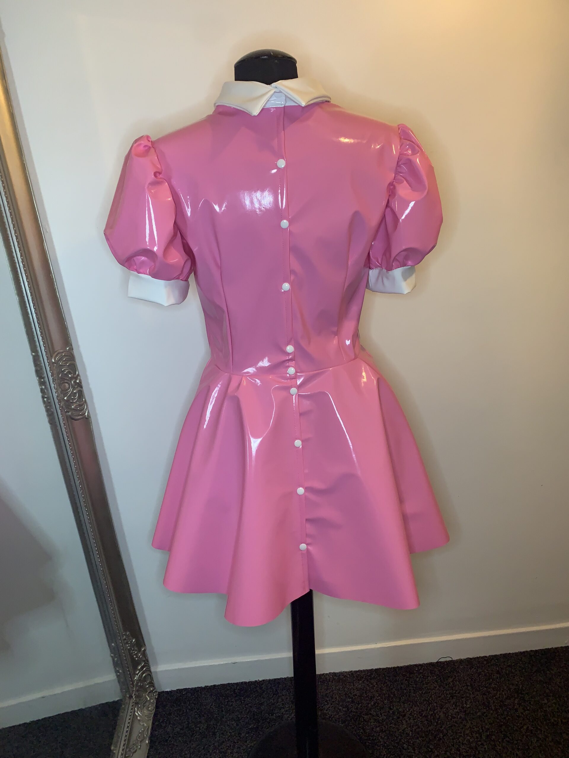 1950’s Style PVC Fitted Dress with Flared Skirt – CharlotteRose Bespoke